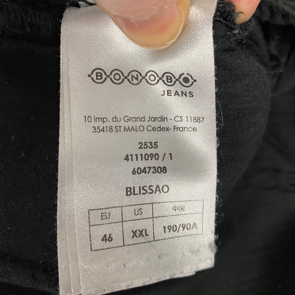 Bonobo Planet‎ Jeans Mens Black Straight Slim Leg Chino Pants France 46 US 35-36 - Picture 9 of 13